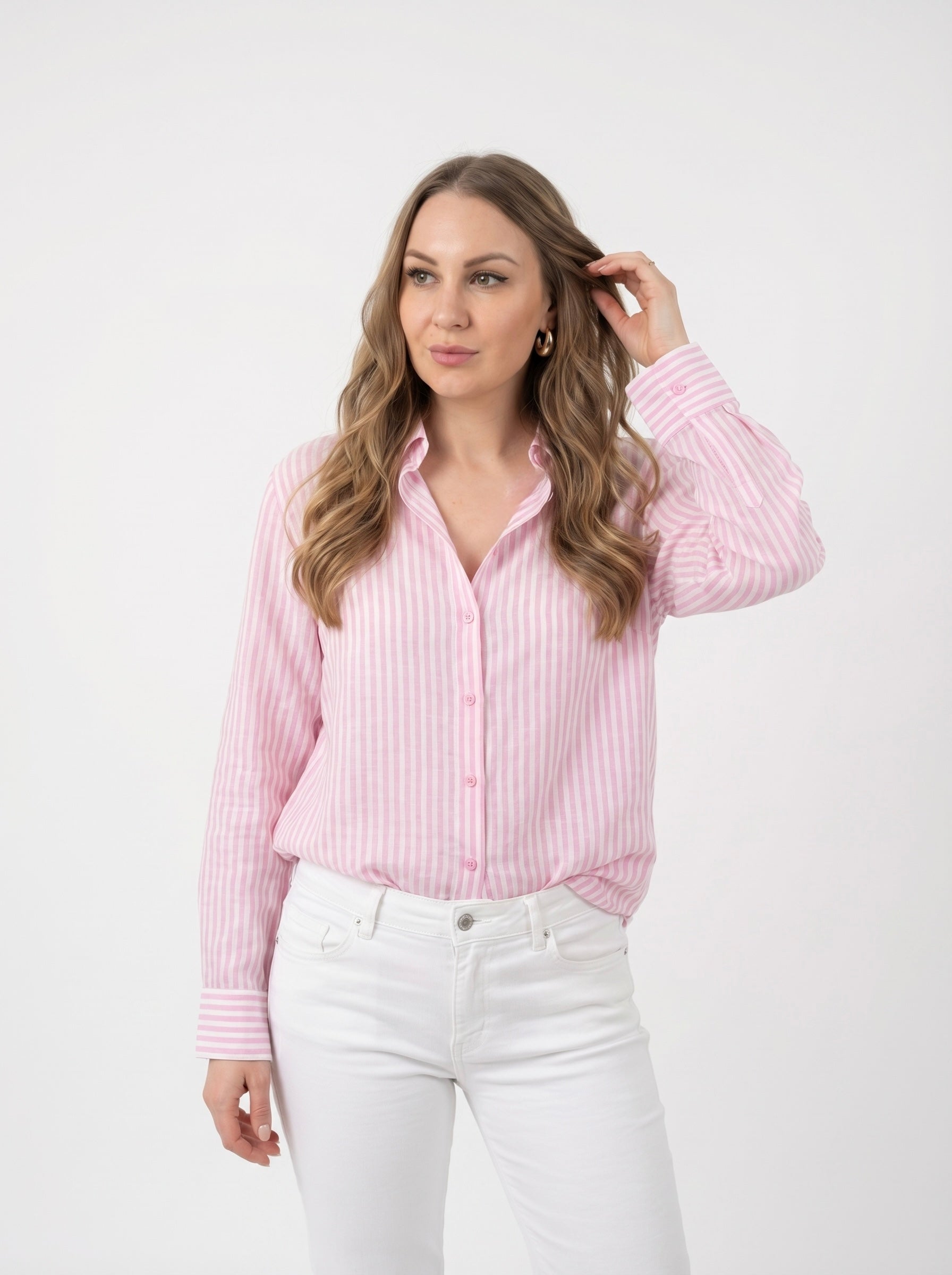 Camicia Rosa a Righe Verticali
