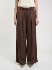 Pantalone Palazzo Marrone con Cintura