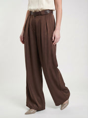 Pantalone Palazzo Marrone con Cintura