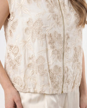 Gilet Panna Ricamato con Zip