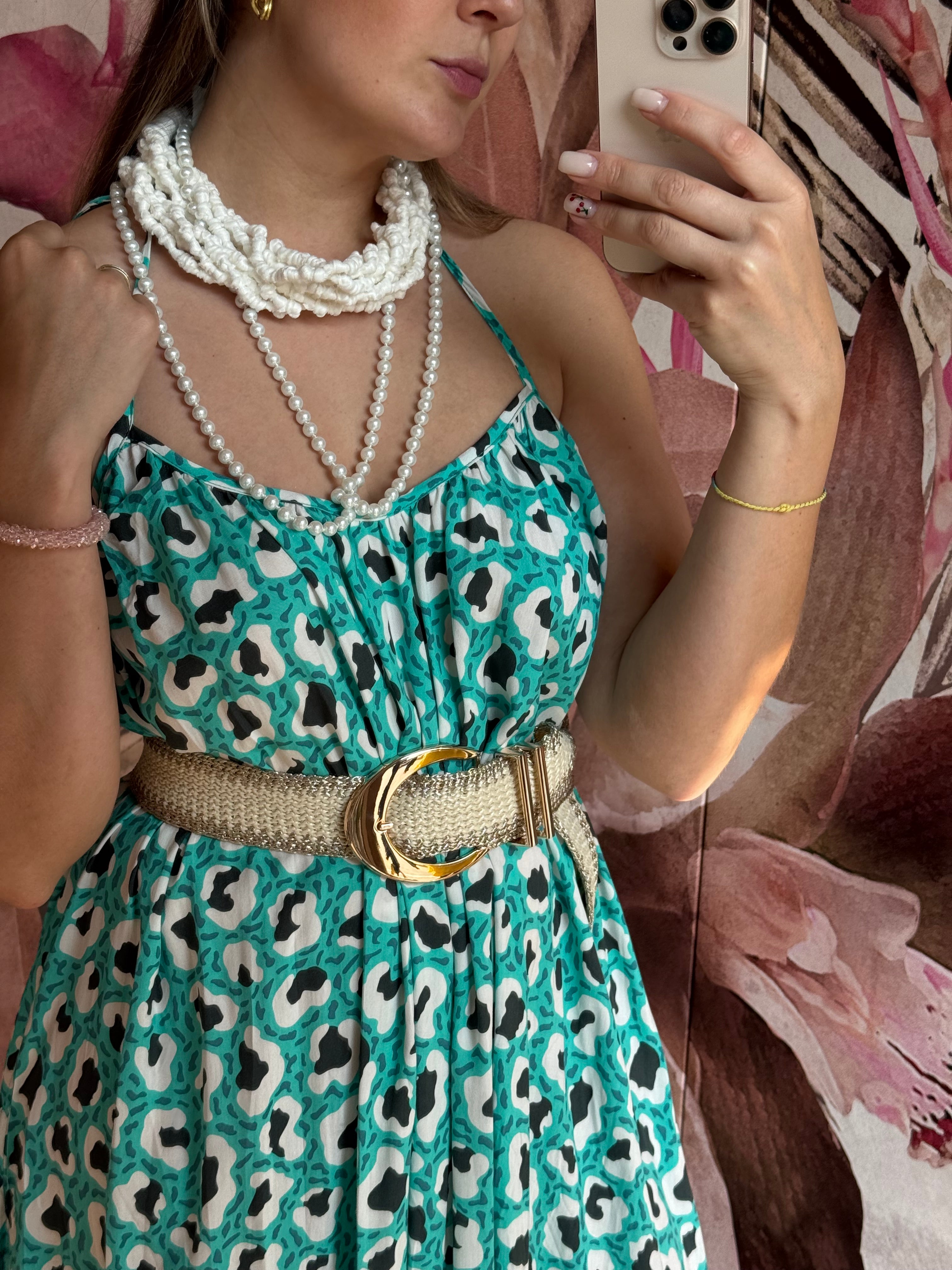 Collana artigianale a cinque fili con filo decorativo in perle/pietrine – Roberta Zanelli