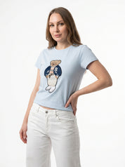 T-shirt con Applicazione Orsetto