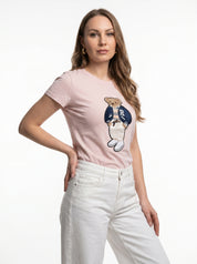 T-shirt con Applicazione Orsetto