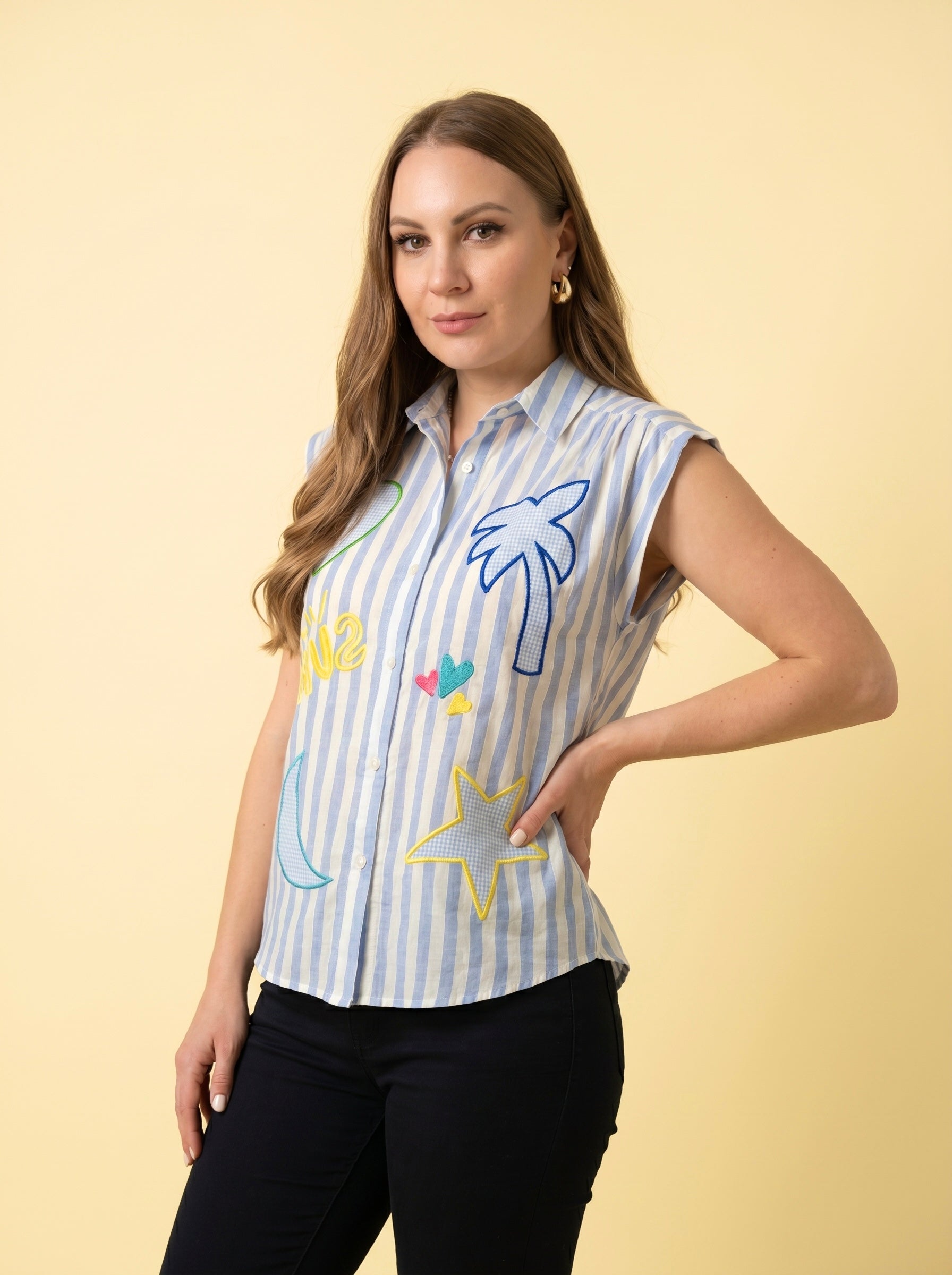 Camicia maniche corte con Applicazioni Pop
