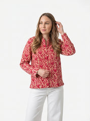 Giacca Trapuntata Fantasia Rosso e Beige