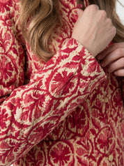 Giacca Trapuntata Fantasia Rosso e Beige