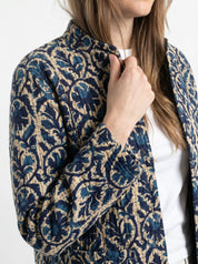 Giacca Trapuntata Fantasia Blu e Beige