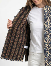Giacca Trapuntata Fantasia Blu e Beige