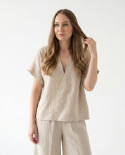 Casacca Tortora in Lino con Scollo a V