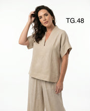 Casacca Tortora in Lino con Scollo a V