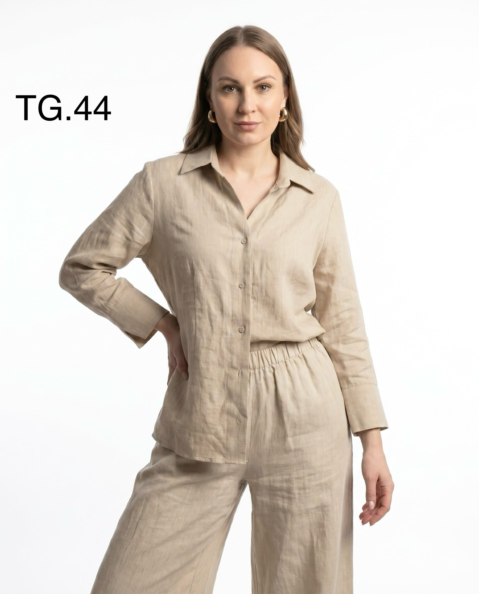 Camicia Tortora in Lino con Manica 3/4