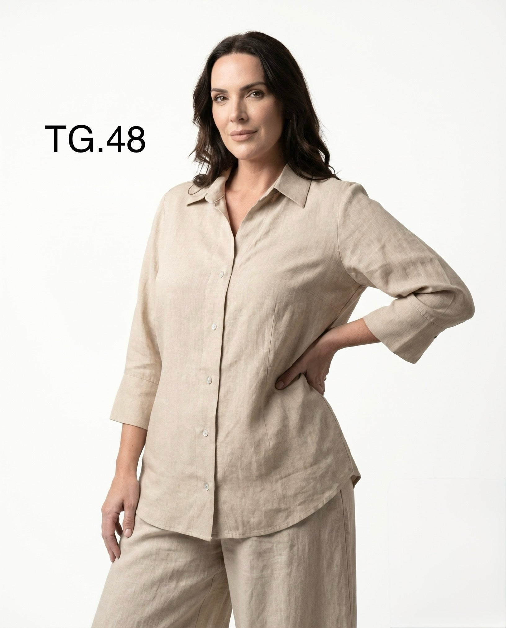 Camicia Tortora in Lino con Manica 3/4