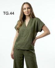Casacca Verde militare in Lino con Scollo a V