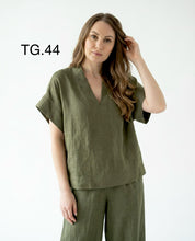 Casacca Verde militare in Lino con Scollo a V