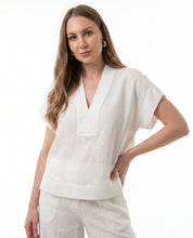 Casacca Bianca in Lino con Scollo a V