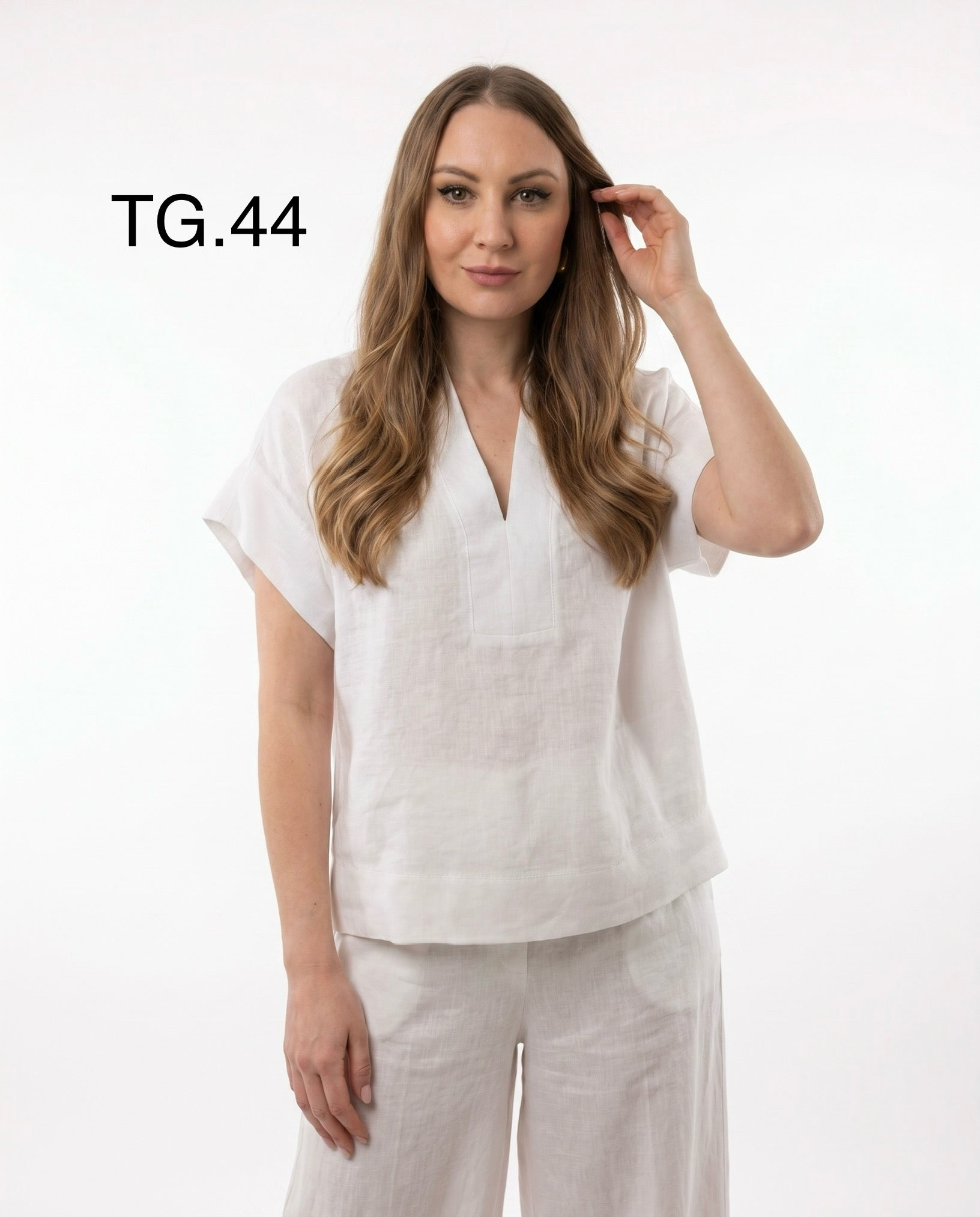 Casacca Bianca in Lino con Scollo a V