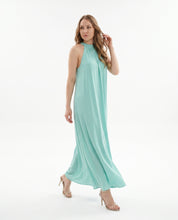 Abito lungo verde acqua con collo alto WuSide