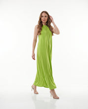 Abito lungo  verde lime con collo alto WuSide