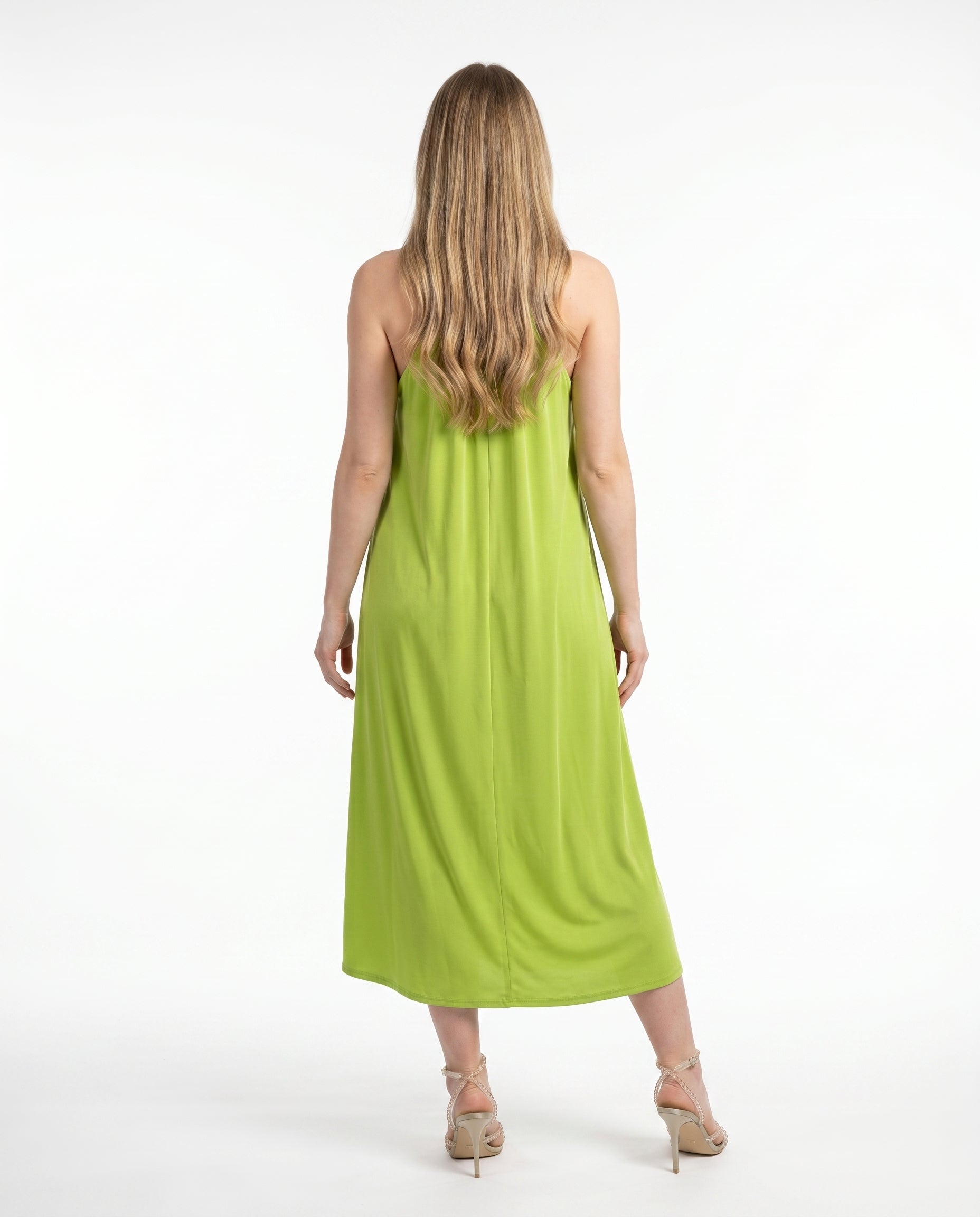 Abito lungo  verde lime con collo alto WuSide