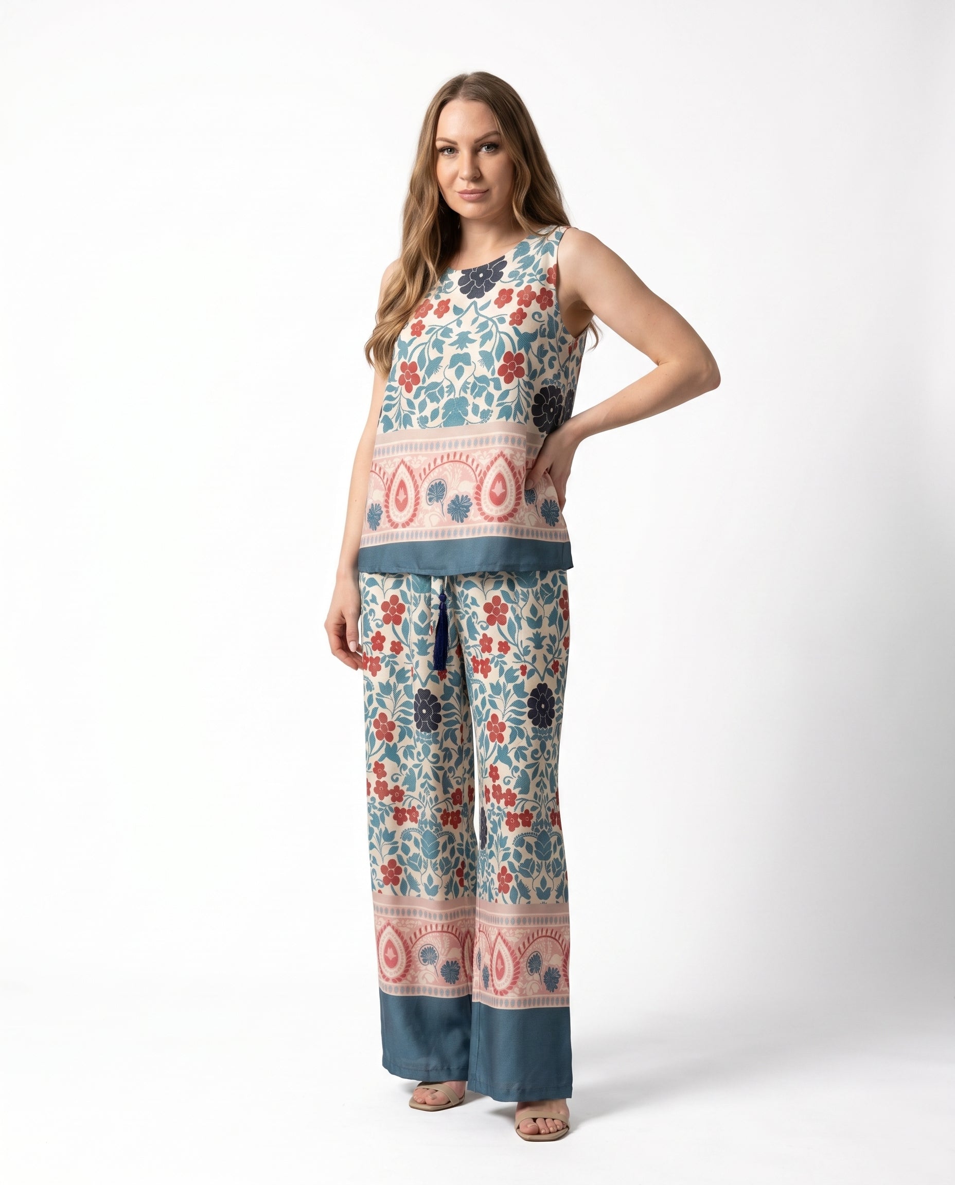 Top smanicato con stampa floreale multicolor WuSide