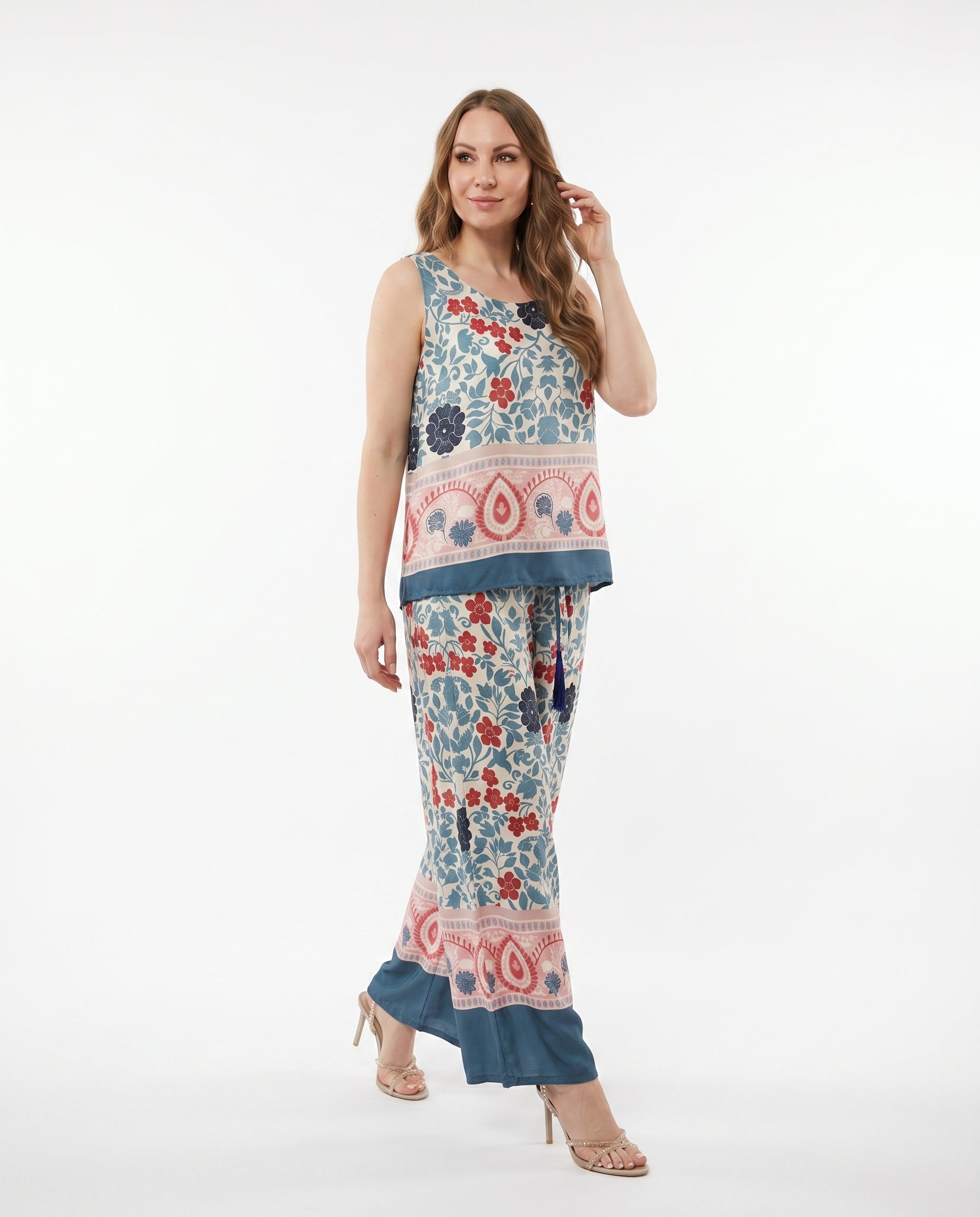 Pantalone palazzo con stampa floreale multicolor WuSide