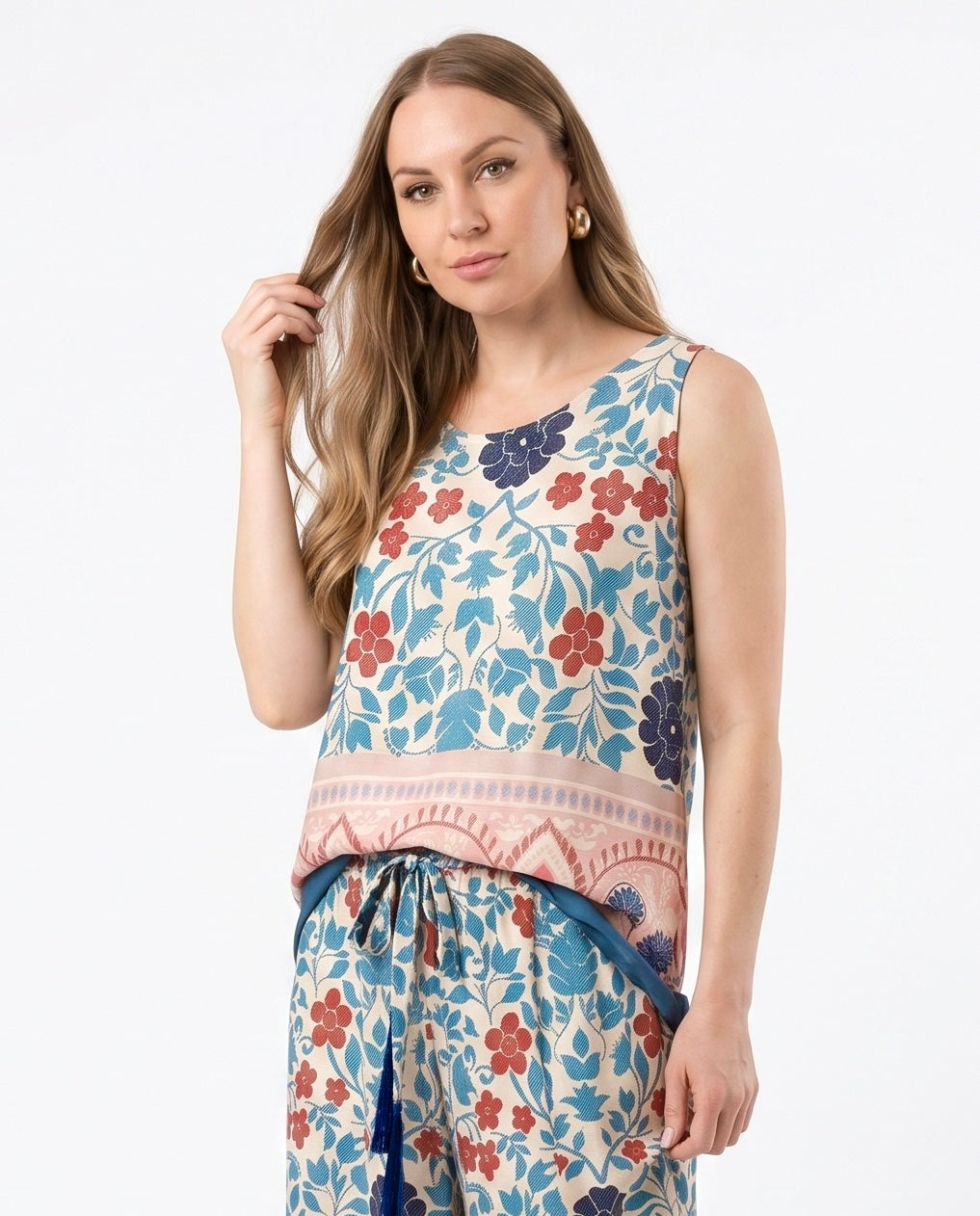 Top smanicato con stampa floreale multicolor WuSide