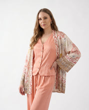 Kimono  fantasia cipria e beige con stampa floreale WuSide