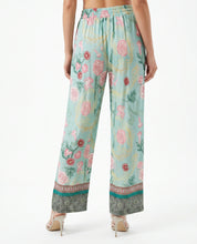Pantalone palazzo verde acqua con stampa floreale WuSide