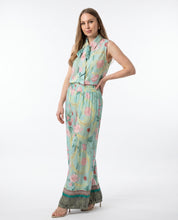 Blusa smanicata fantasia floreale con fiocco al collo WuSide