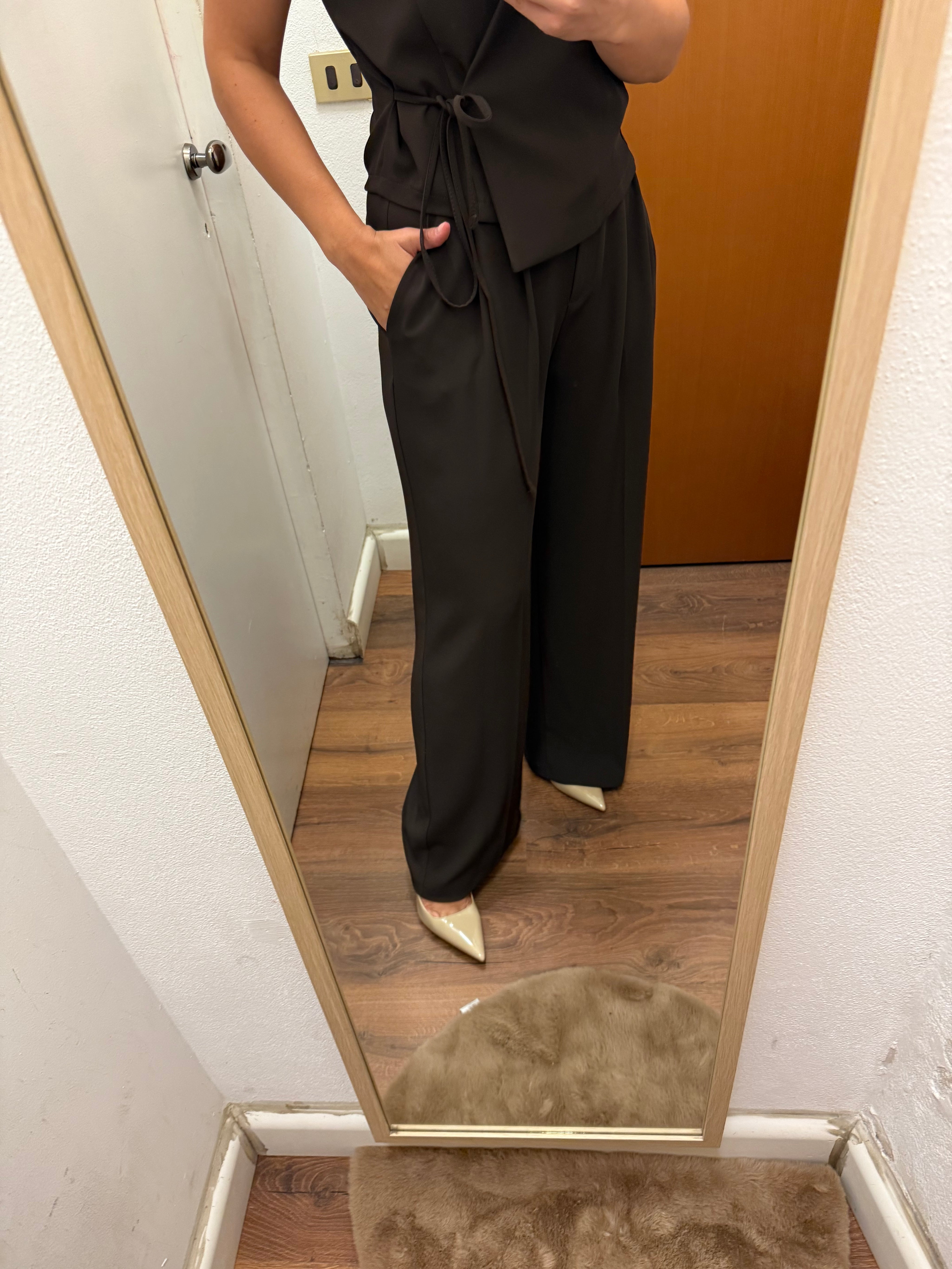 Pantalone con pence in cady Lokita