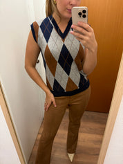 Gilet over jacquard rombi Lokita