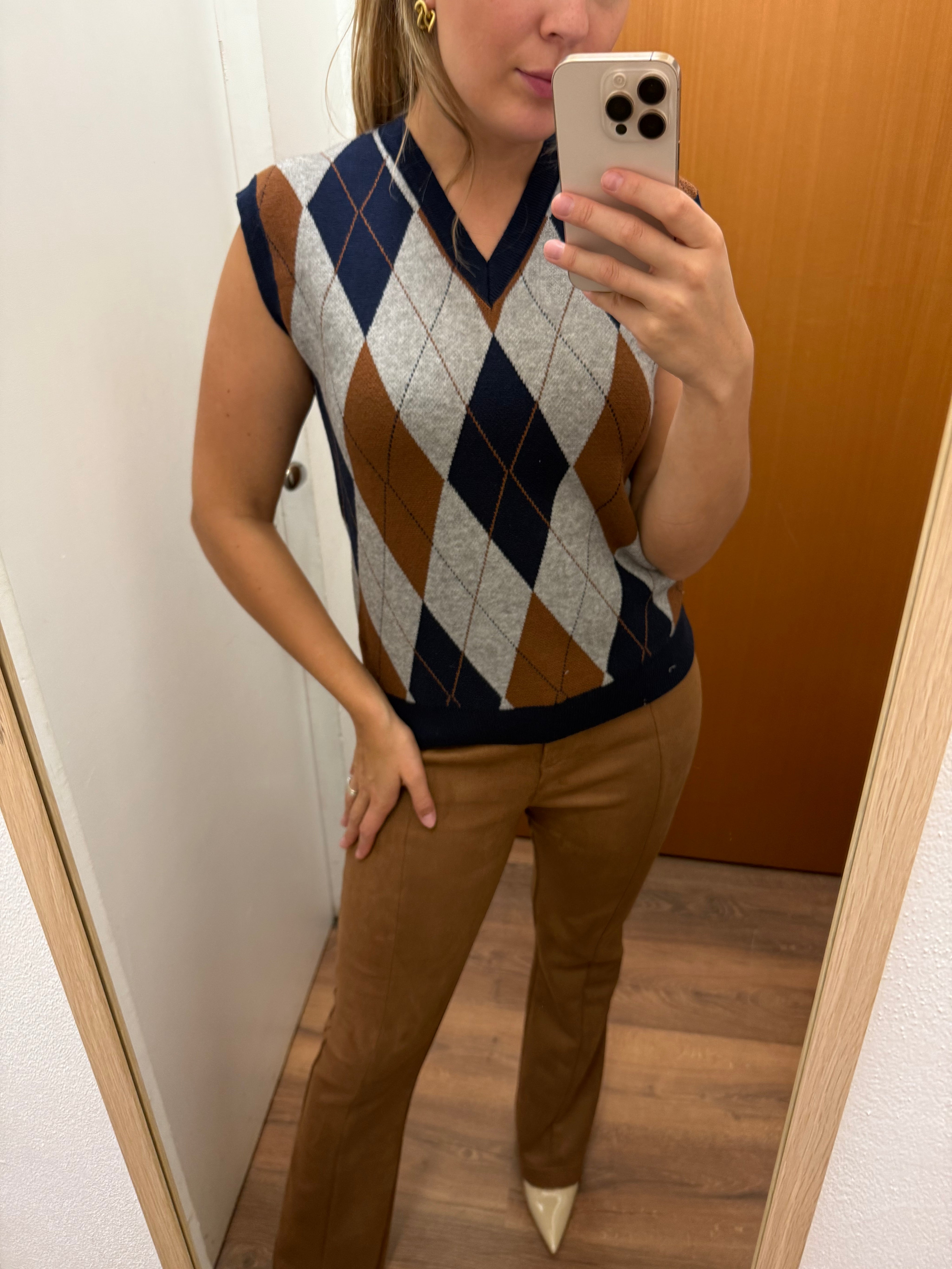 Gilet over jacquard rombi Lokita