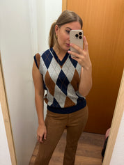 Gilet over jacquard rombi Lokita