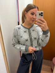 Cardigan cuoricini jacquard misto lana grigio Lokita
