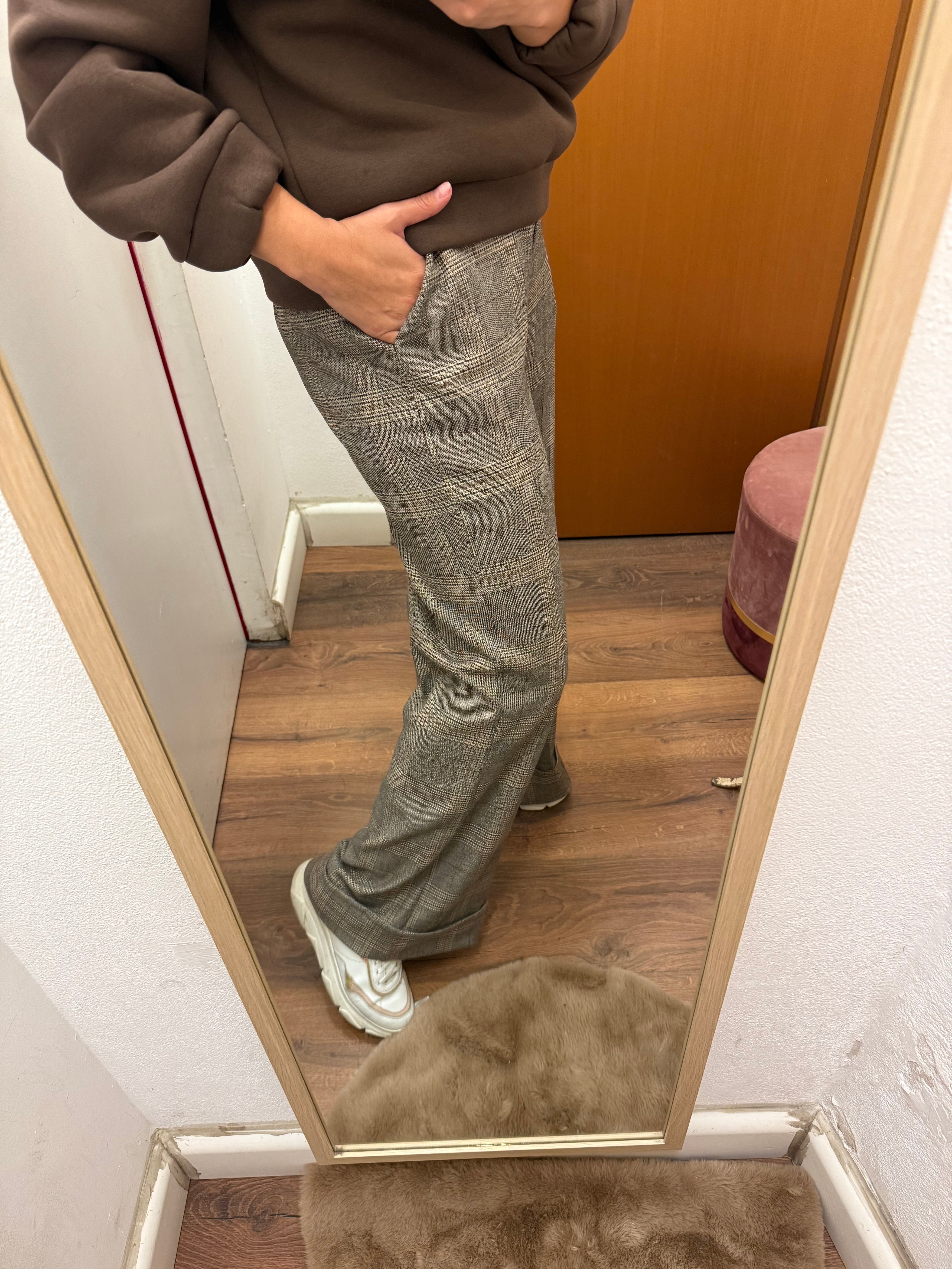 Pantalone check con risvolto Lokita