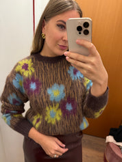 Girocollo macula e fiori misto lana mohair Kontatto