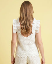 Top in pizzo bianco con spalline volant Lokita