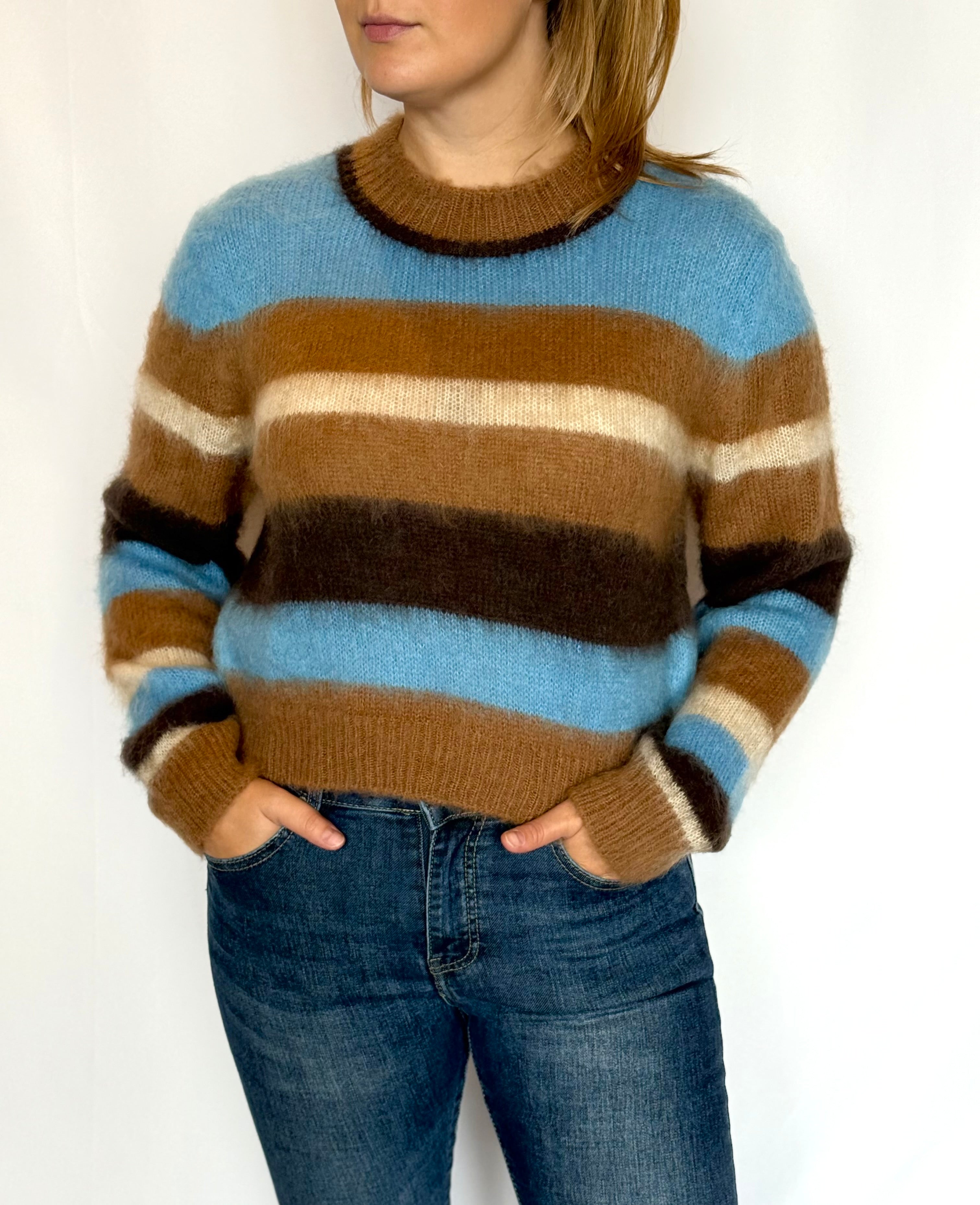Maglia a righe misto lana mohair Kontatto