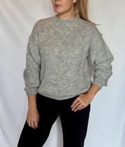 Pullover manica a raglan misto lana grigio perla Lokita