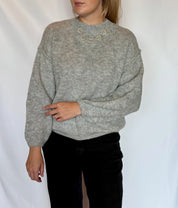 Pullover manica a raglan misto lana grigio perla Lokita