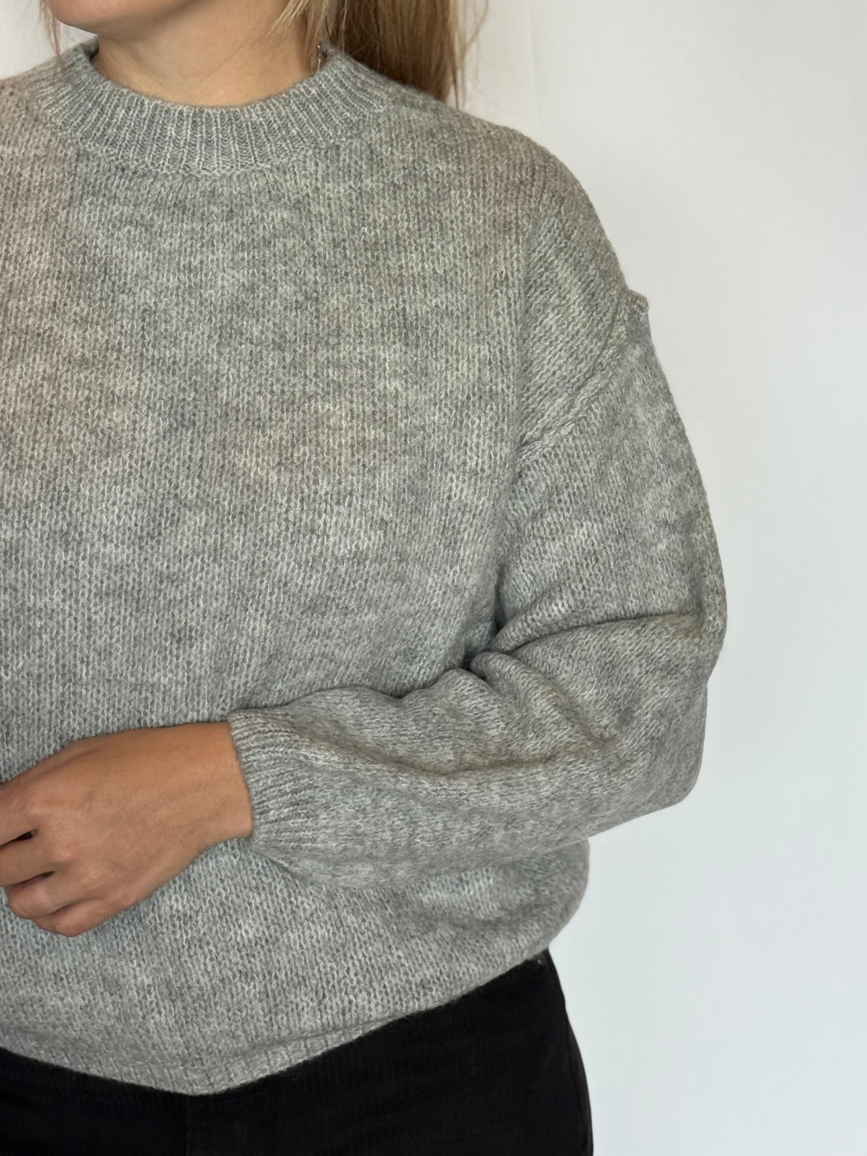 Pullover manica a raglan misto lana grigio perla Lokita