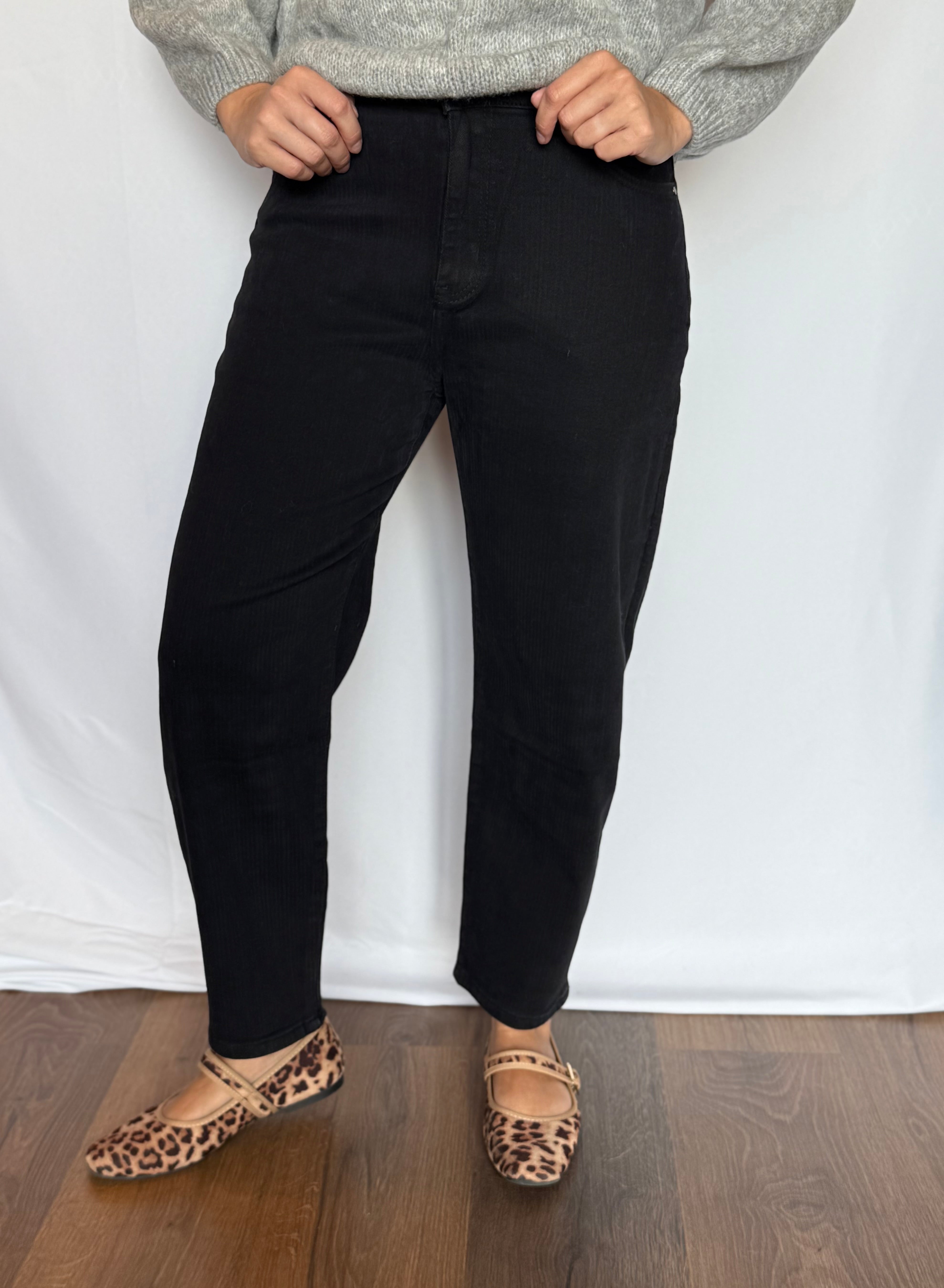 Jeans carrot nero striped wash Gioia