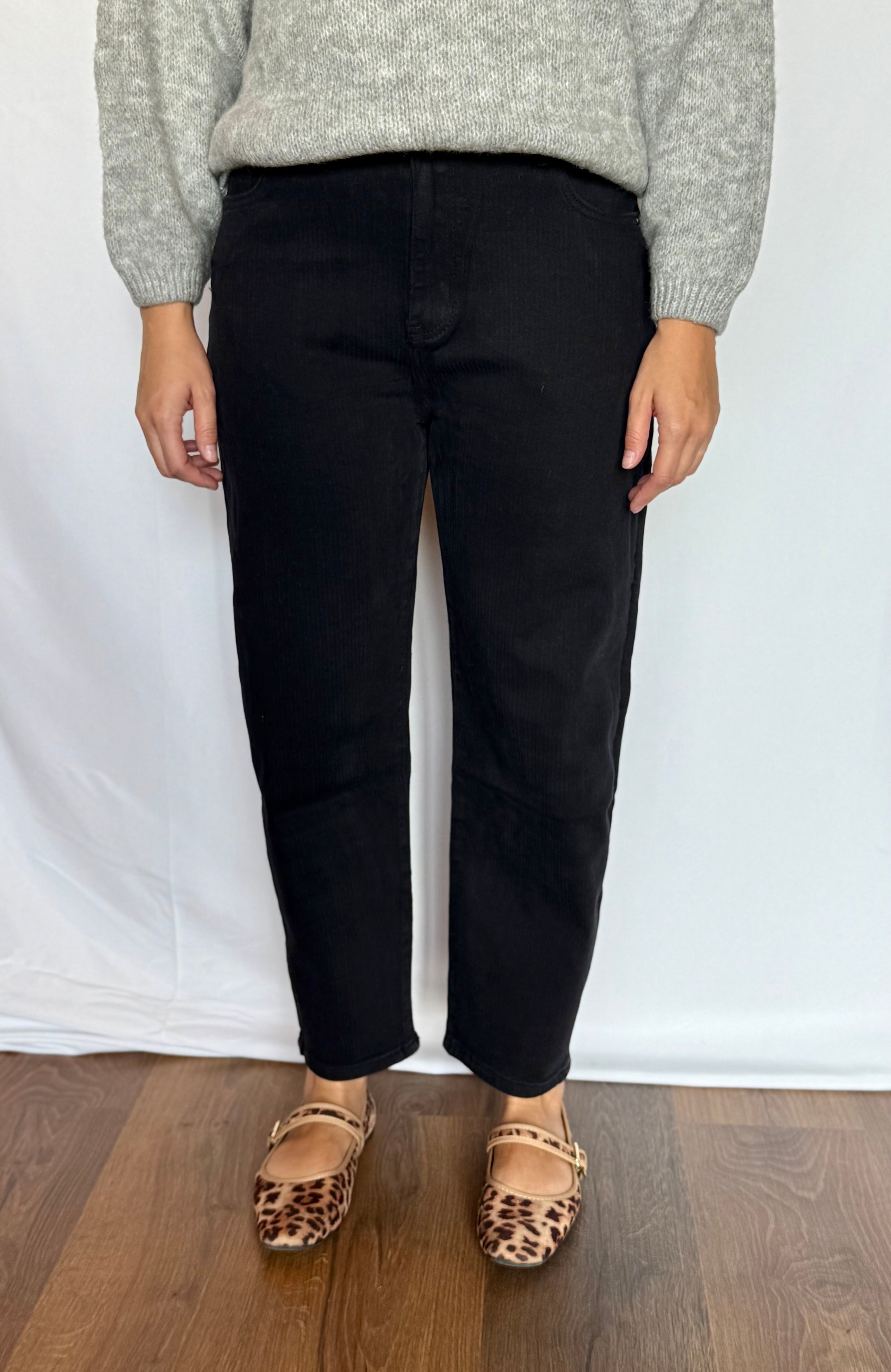Jeans carrot nero striped wash Gioia