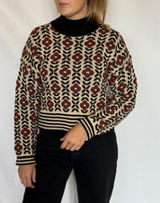 Pullover lupetto fiori jacquard misto lana Lokita
