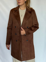 Cappotto doppiopetto in neoprene cioccolato Lokita