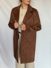 Cappotto doppiopetto in neoprene cioccolato Lokita