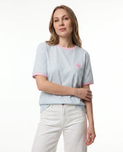 T-shirt a righe con cuore ricamato