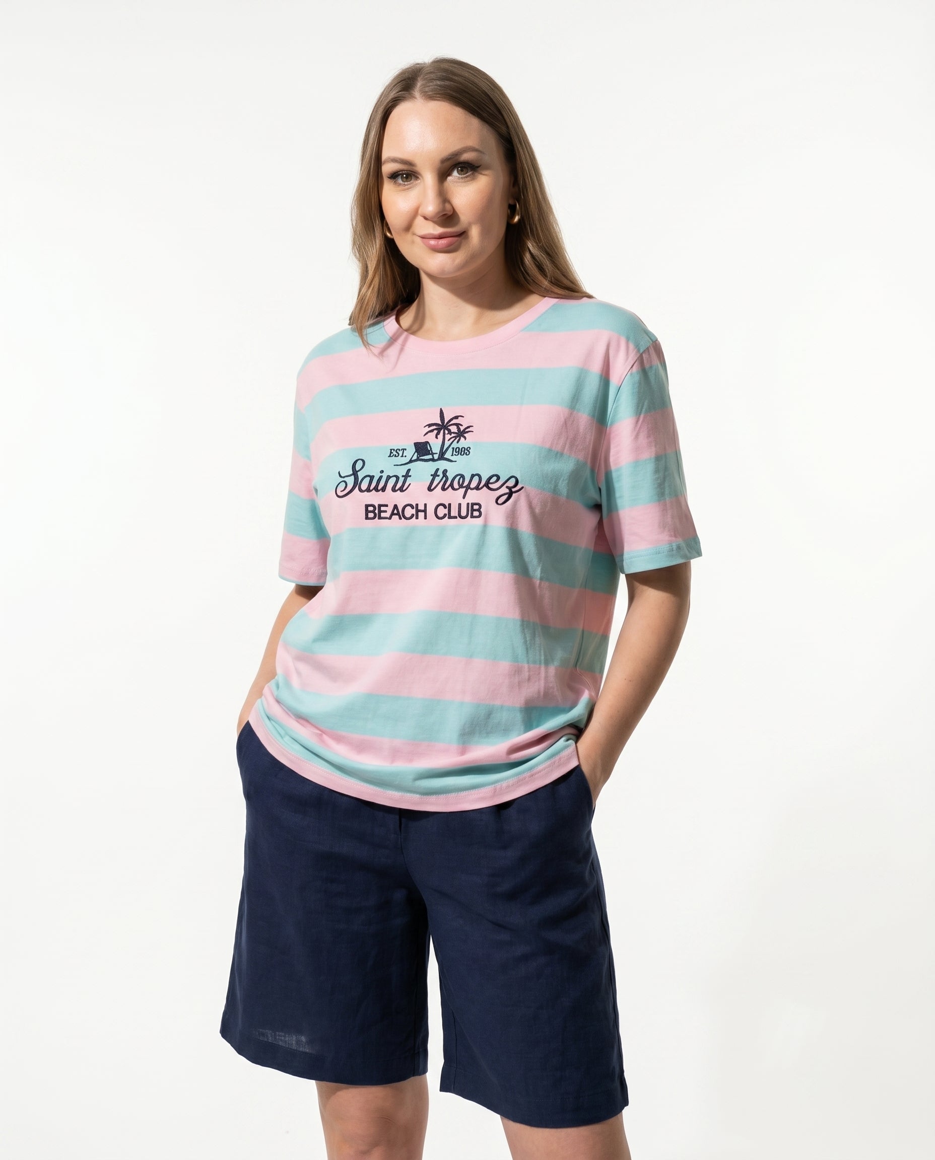 T-shirt a righe “Saint Tropez Beach Club”
