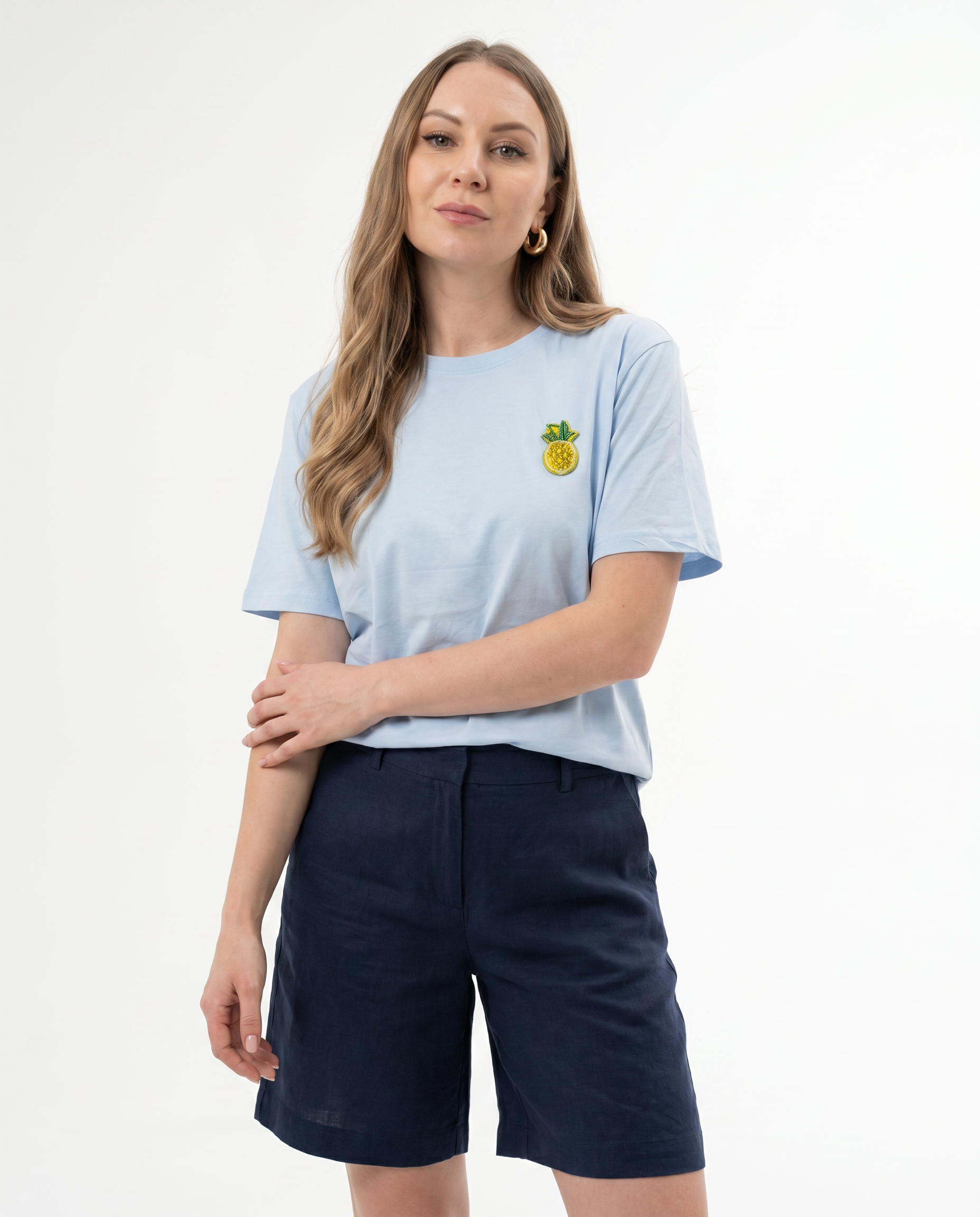 T-shirt basic con patch frutta gioiello