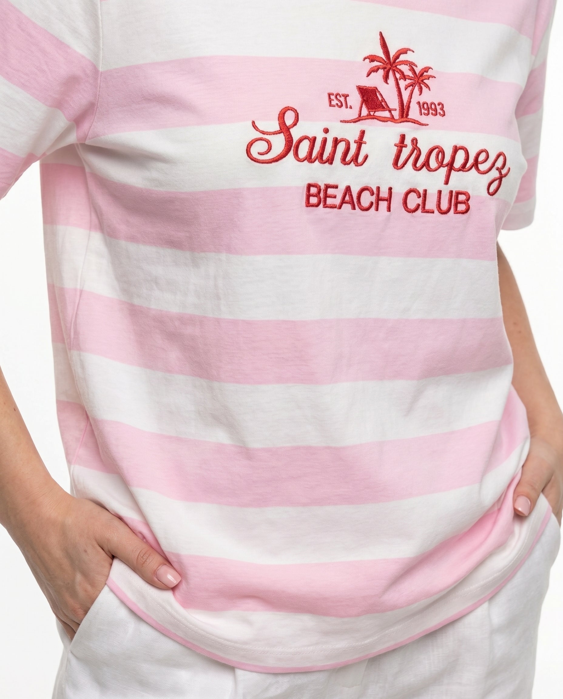 T-shirt a righe “Saint Tropez Beach Club”